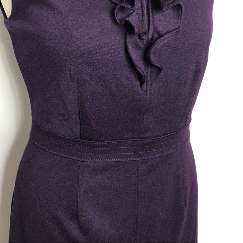 Banana Republic dark purple gorgeous size 6 Dress ruffles V neck flattering - Picture 4 of 5